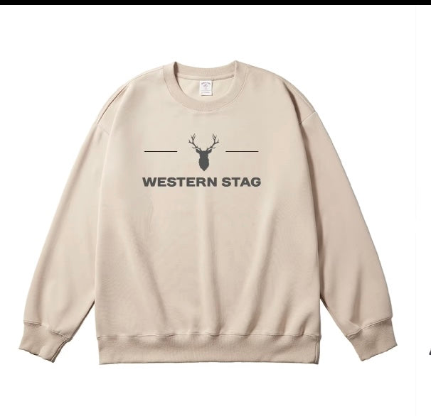 Crewneck jumpers - cream & navy embroidered