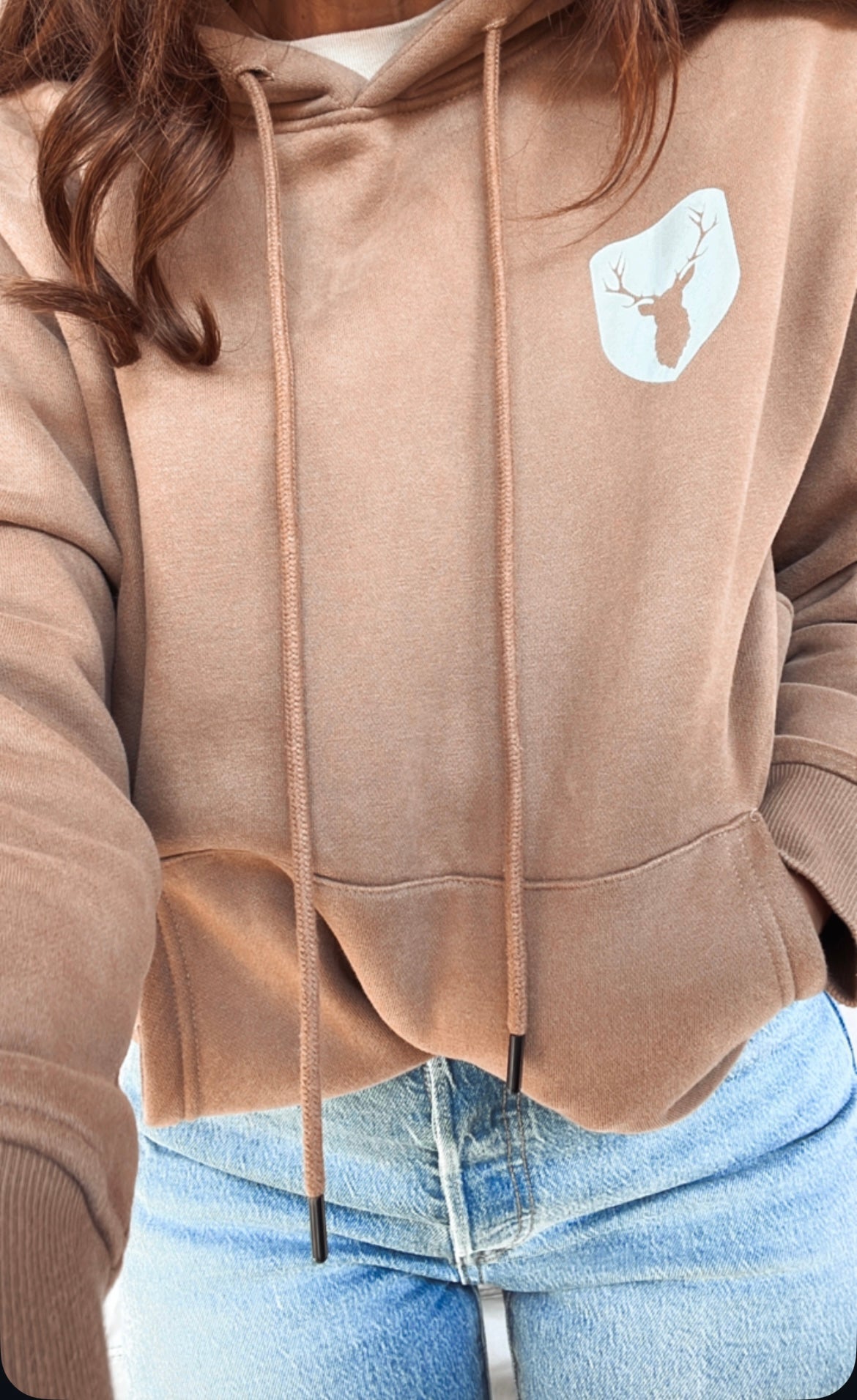 Western Stag Hoodie- Tan