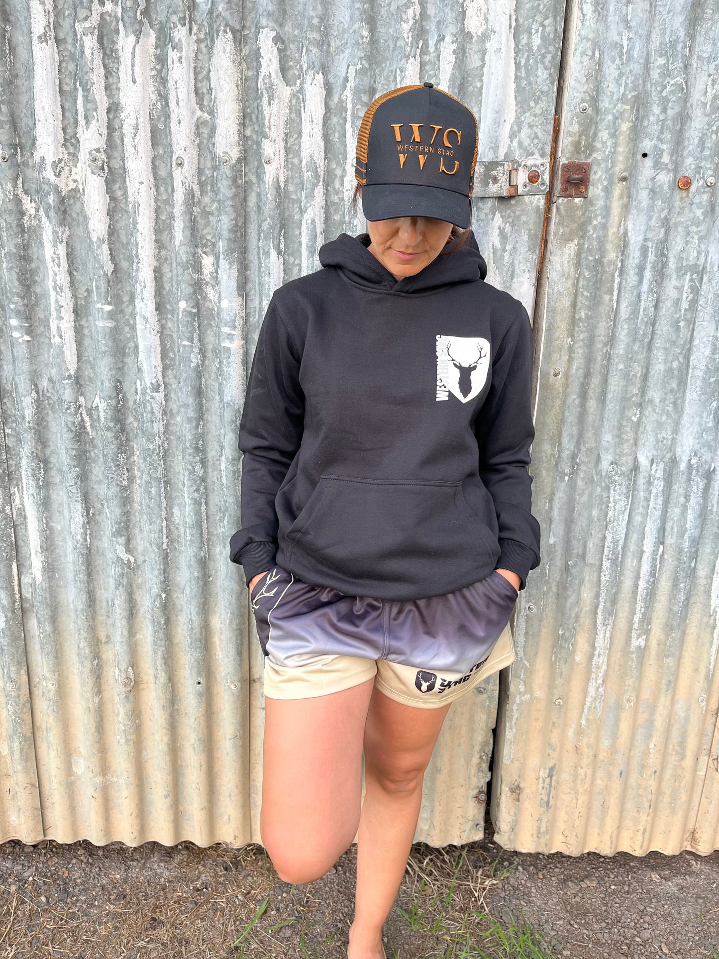 Western Stag black logo hoodie