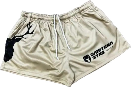 Western Stag Footy Shorts- beige