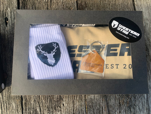 Western Stag Gift Pack - Keep your socks up (white)