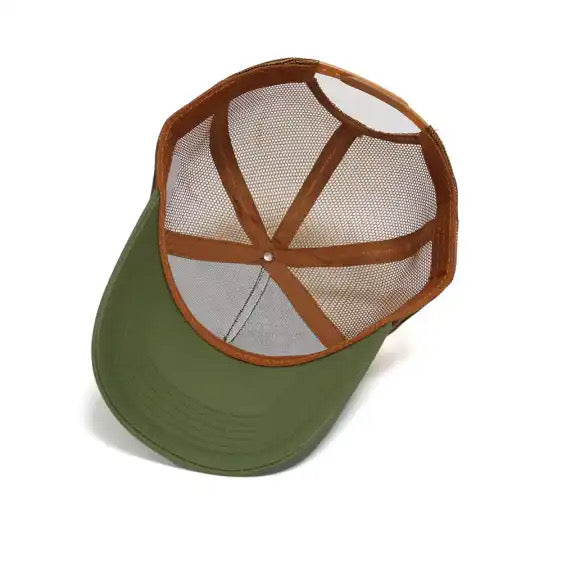 Western Stag Embroidered Trucker Hat - army green