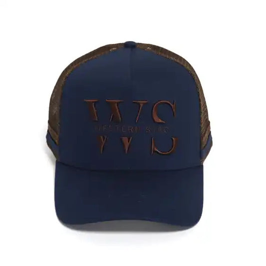 Western Stag Embroidered Trucker Hat - Navy