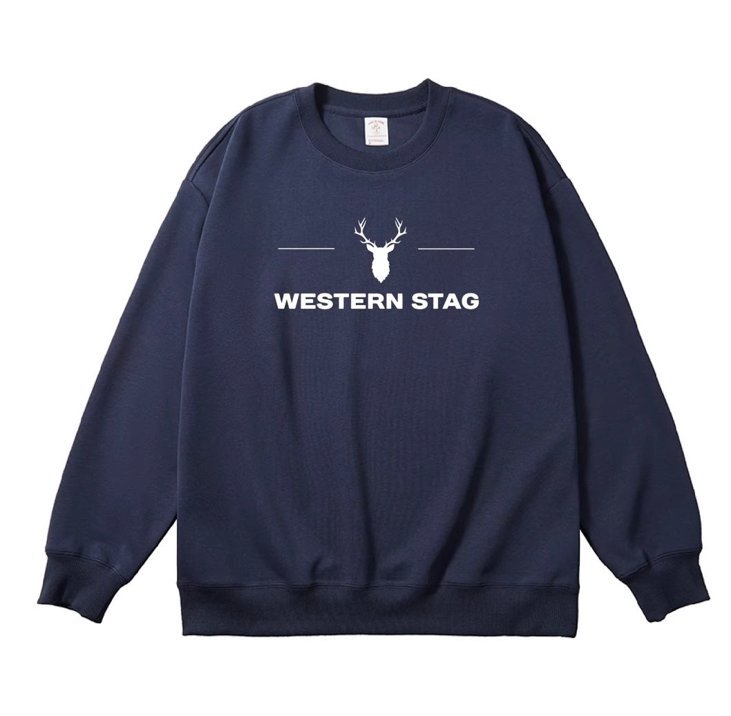Crewneck jumpers - cream & navy embroidered
