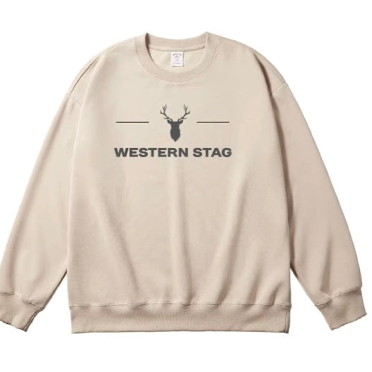 Crewneck jumpers - cream & navy embroidered