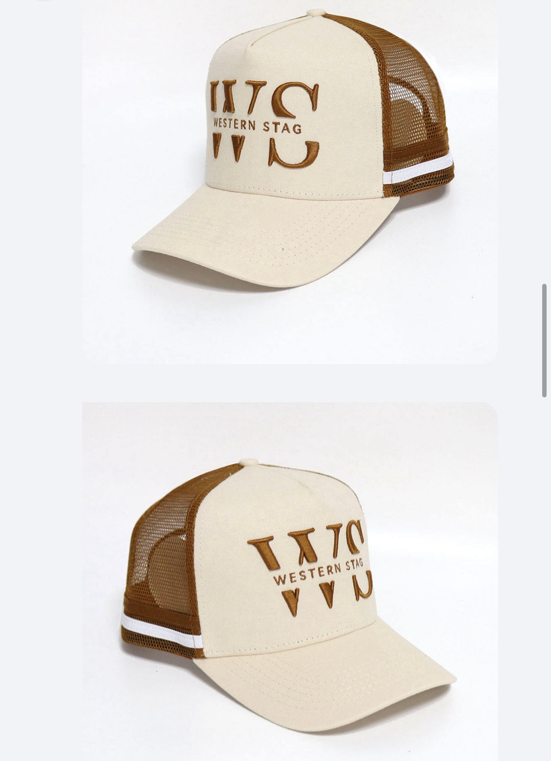 Western Stag Embroidered Trucker Hat - cream