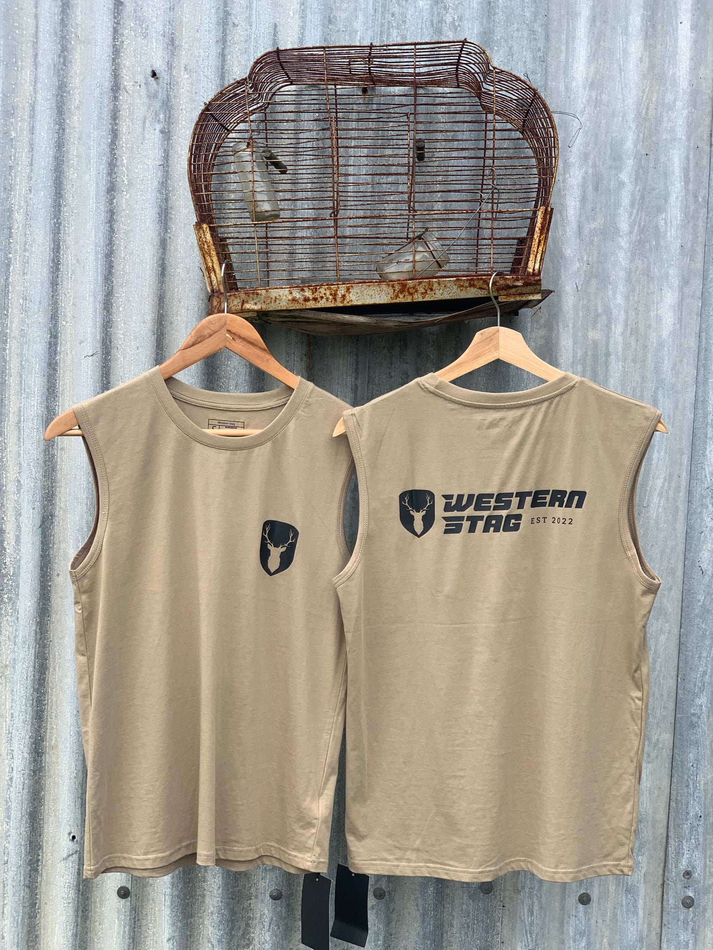 Western Stag unisex singlet - Tan