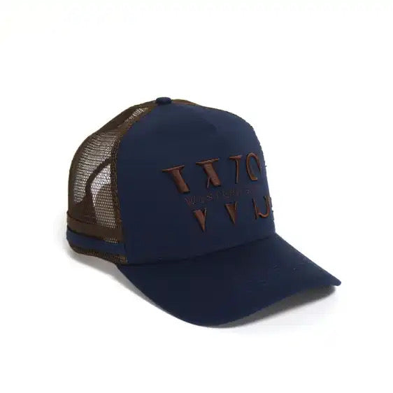 Western Stag Embroidered Trucker Hat - Navy