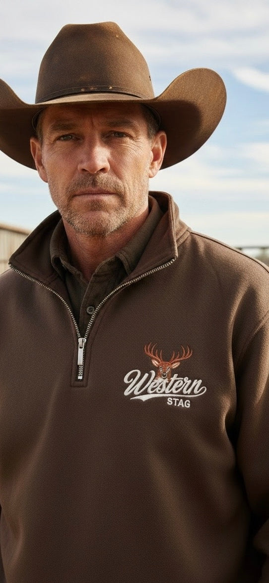 Western Stag Quarter Zip Jumper