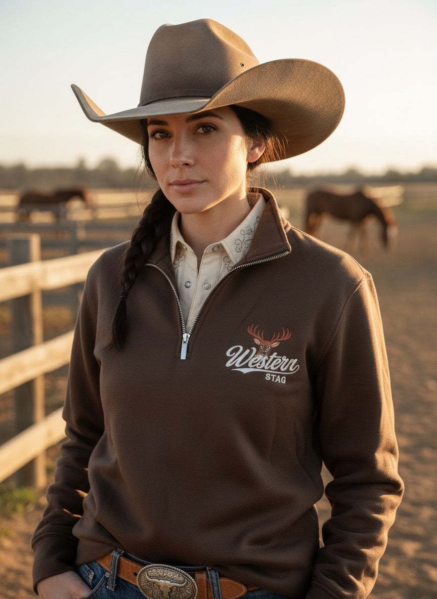 Western Stag Quarter Zip Jumper