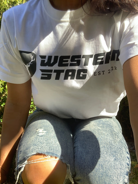 Western Stag unisex white t-shirt