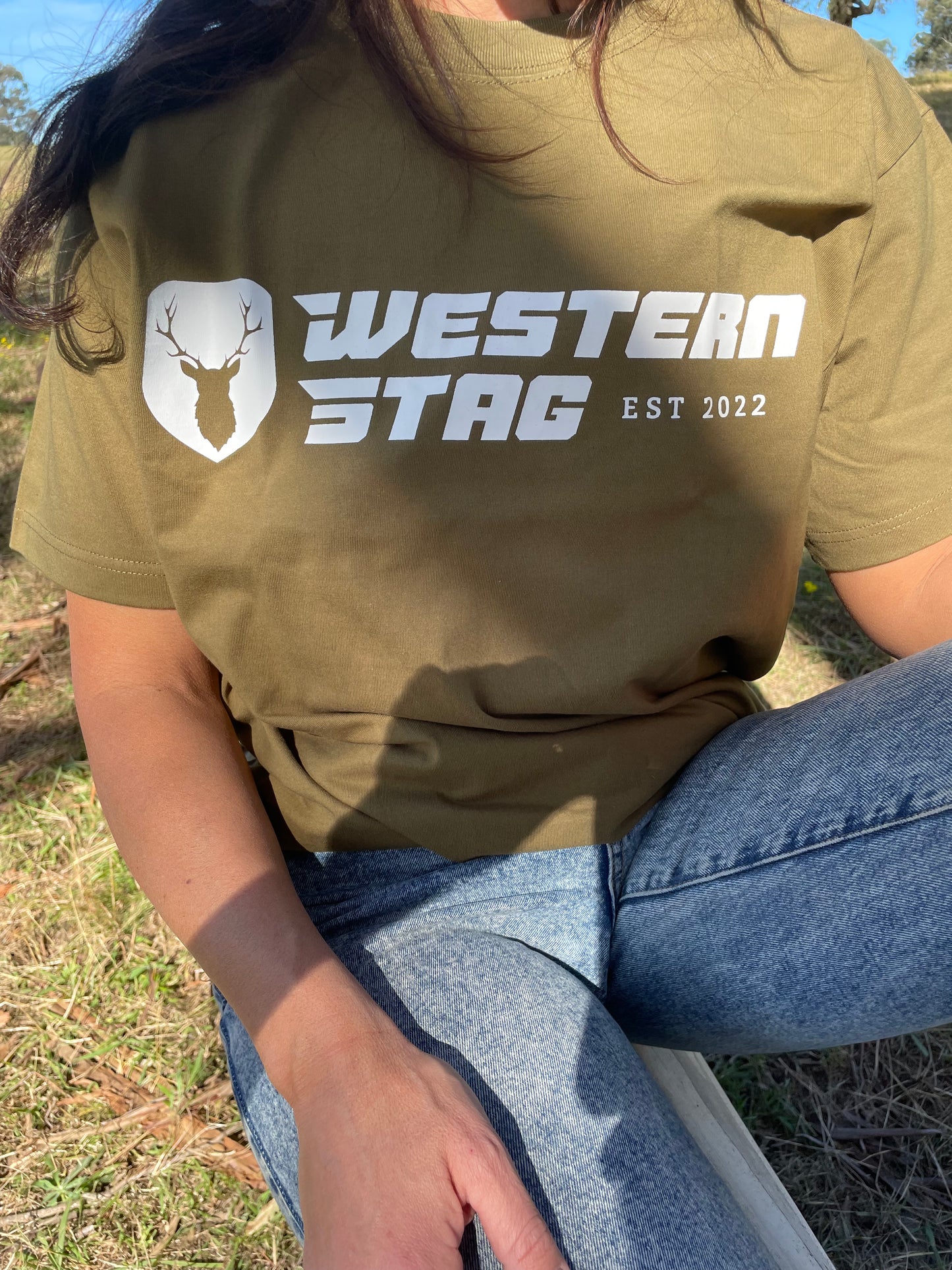 Western Stag unisex olive t-shirt