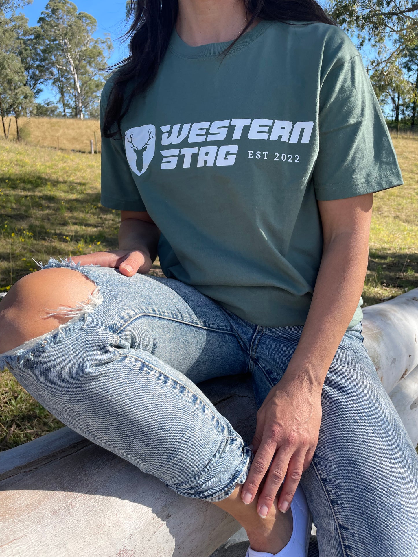 Western Stag unisex matcha t-shirt