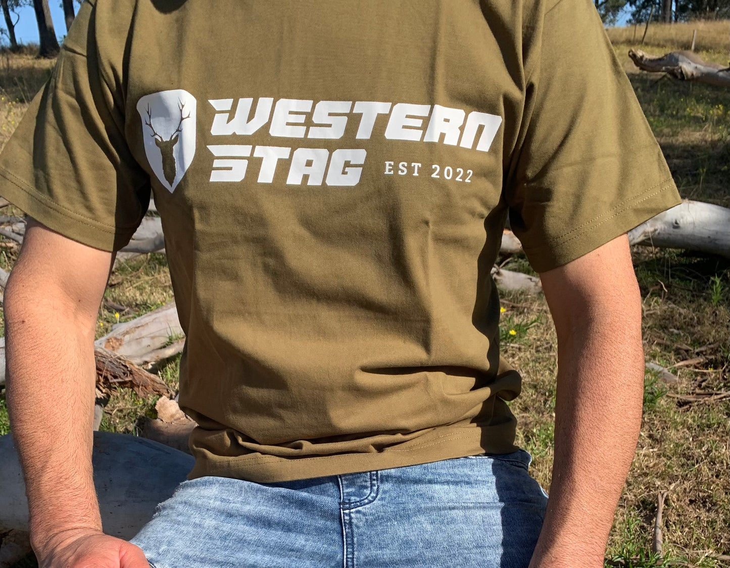 Western Stag unisex olive t-shirt